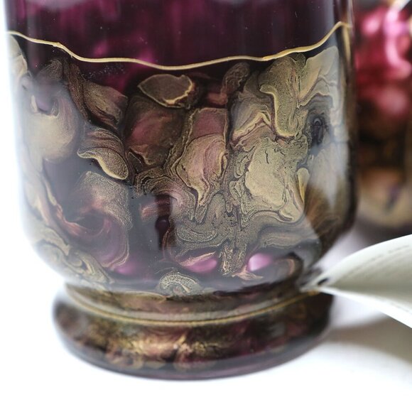 Vintage Signature Glass Handmade Vases Nova Scotia Artist Decor Burgund Gold NEW - Picture 7 of 11